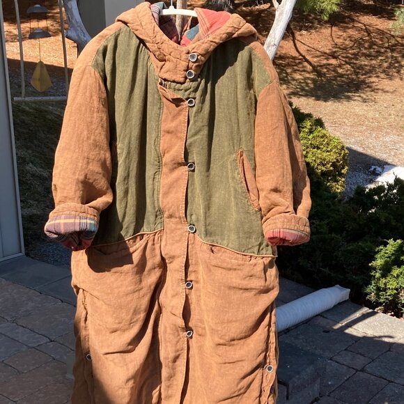 Unique-100% Linen Cotton Quilted Coat, One Size (loose fit), Photo Colors - Picture 2 of 13